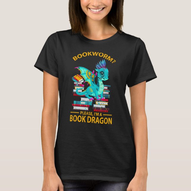 Underbart Bok Dragon Reading Gift Asian Dragon T Shirt (Framsida)