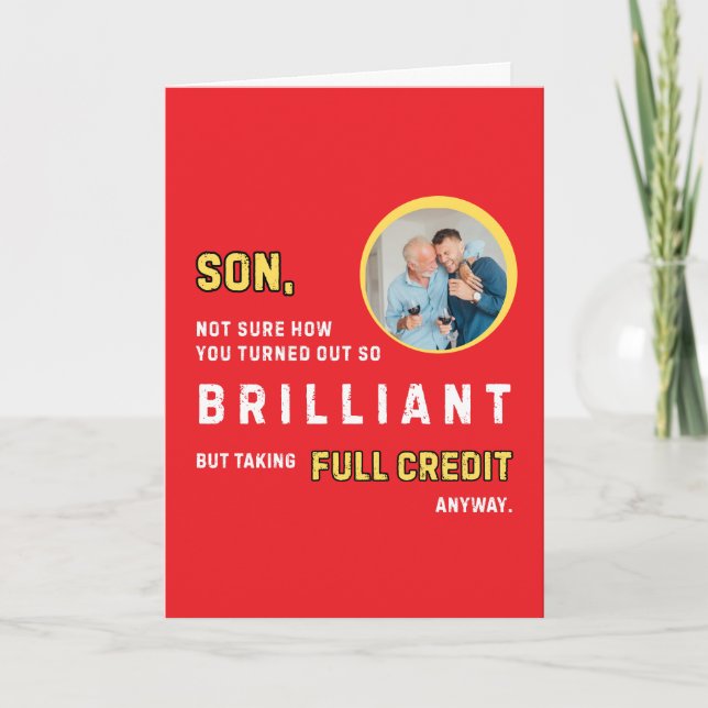 Underbart Brilliant Son Red Photo Birthday Card Kort (Framsida)