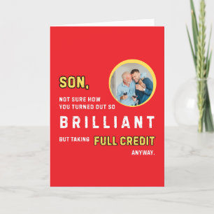 Underbart Brilliant Son Red Photo Birthday Card Kort