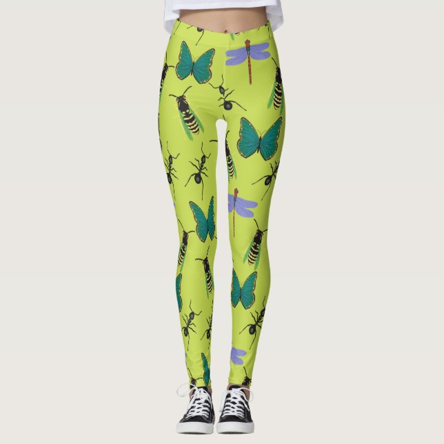 Underbart Butterfly Mönster Leggings (Framsida)