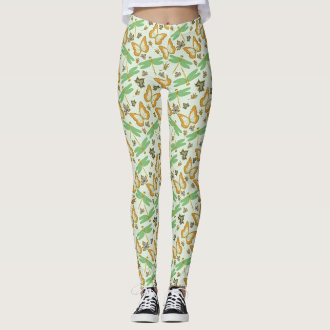 Underbart Butterfly Mönster Leggings (Framsida)