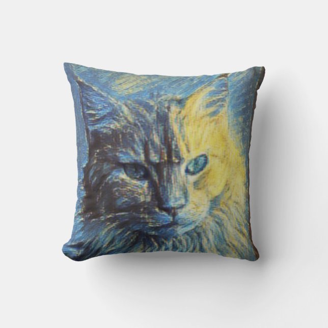 Underbart Cat Artwork Kudde (Framsida)