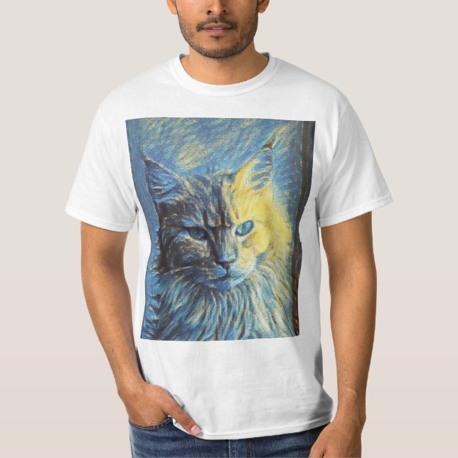 Underbart Cat Artwork T Shirt (Framsida)