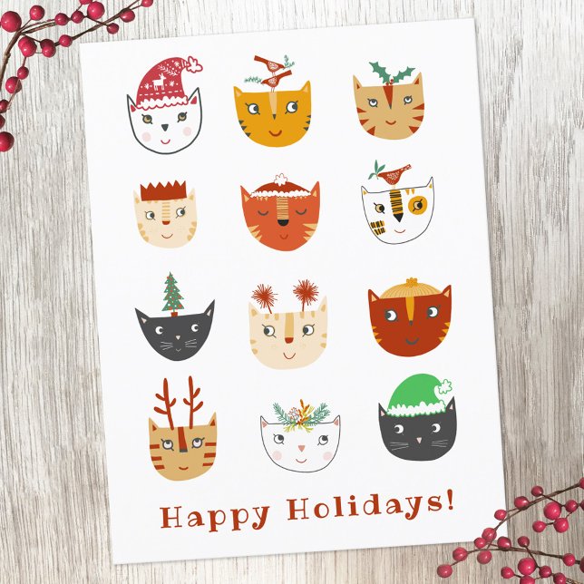 Underbart Cat-vykort för julgranskårans Helgdag Helg Vykort (Funny Cats Christmas Holidays Postcard)