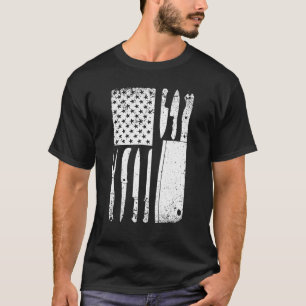 Underbart Chef Knivar American Flagga Design För m T Shirt