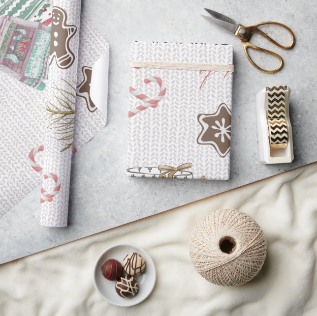 Underbart Christmastime Modern Watercolor Presentpapper (Hantverk)