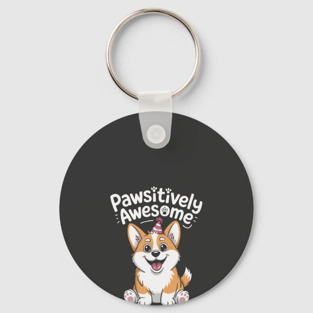 Underbart Corgi Födelsedags T-Shirt För Hund Nyckelring (Framsida)
