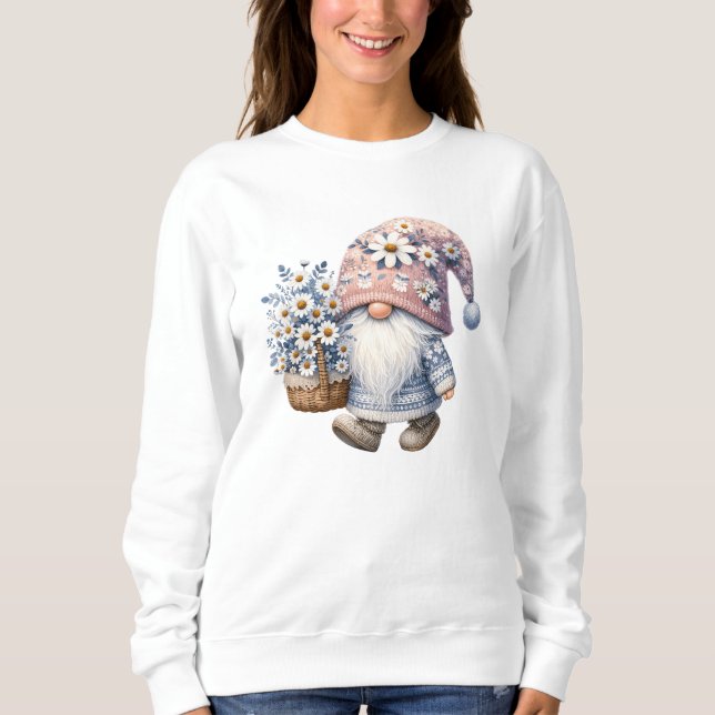 Underbart Cute Daisy Flower Gnome Women's T Shirt (Framsida)
