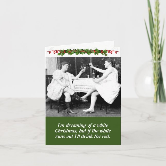 Underbart Dam Drink Vin jul Helgkort (Framsida)