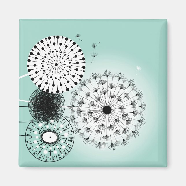 Underbart Dandelions Blue Magnet (Framsidan)