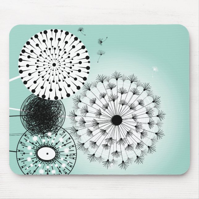 Underbart Dandelions Blue Mousepad Musmatta (Framsidan)