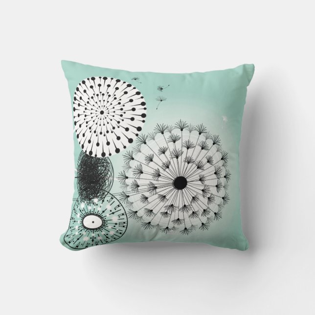 Underbart Dandelions Blue Pillow Kudde (Framsida)