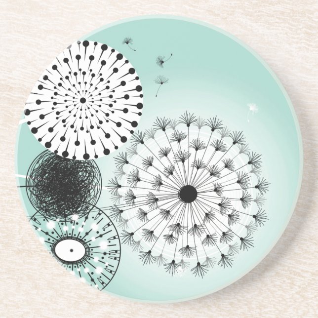 Underbart Dandelions Blue Sandstone Underlägg Sandsten (Framsidan)