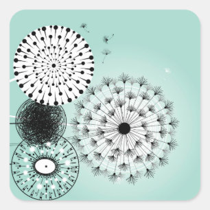 Underbart Dandelions Blue Sticker Fyrkantigt Klistermärke