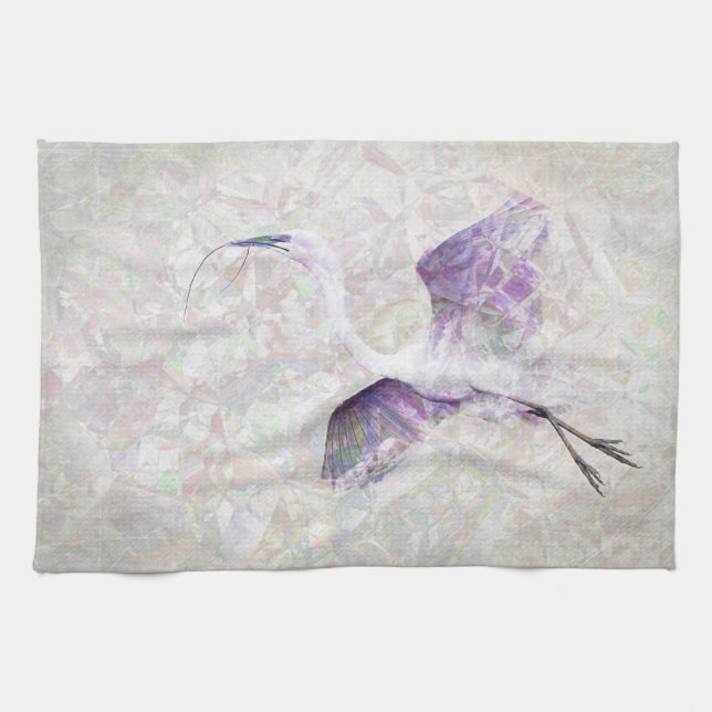 Underbart Egret Digital Art Kitchen Towel Kökshandduk (Horisontell)