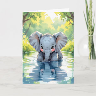 Underbart elefant- och färgsida födelsedag kort