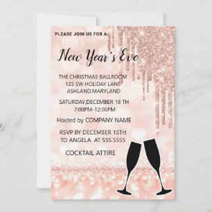 Underbart, Elegant, RoseGold New Year Vin Glass Inbjudningar