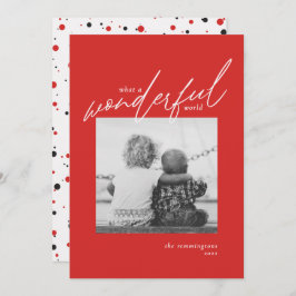 Underbart, enkelt fotoutfoto - nytt år Röd Helgdag Julkort