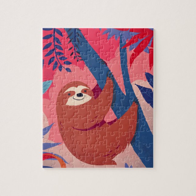 Underbart fack i Rosa Colorful Jungle Pussel (Vertikal)