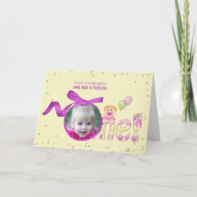 Underbart fardotters första födelsedag-fotokort kort (Framsida)