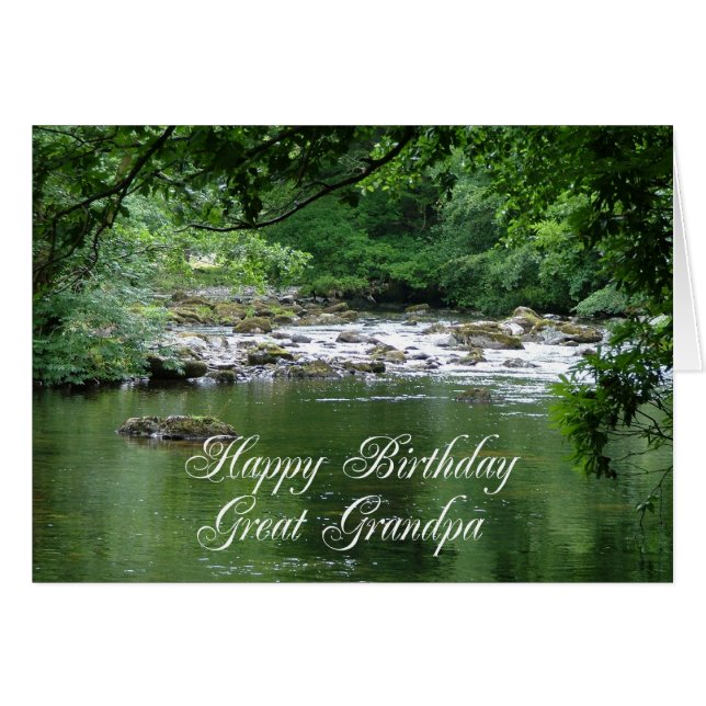 Underbart farfar-födelsedagskort som visar en flod hälsningskort (Framsidan Horizontal)