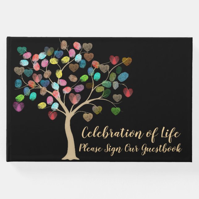 Underbart färgstarkt fingeravtryck träd Photo Hear Gästböcker (Framsida)