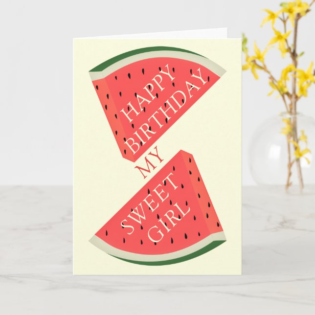 Underbart födelsedagskort med sötvattenmelon kort (Gul blomma)