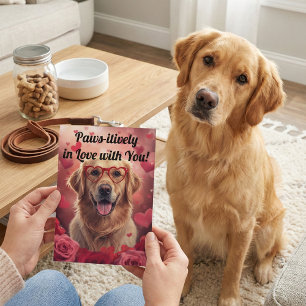 Underbart förälskad Golden Retriever Alla Hjärtans Kort