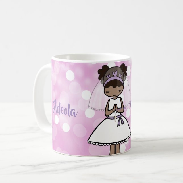 Underbart första Heligan Communion Girl namn mugg (Framsida vänster)