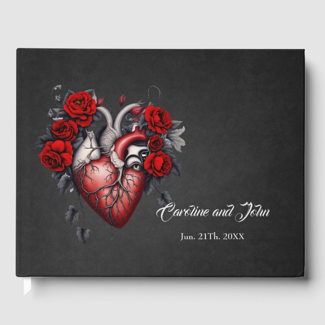 Underbart gotiskt Viktoriskt hjärta Gästböcker (Framsida)