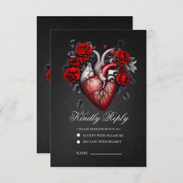 Underbart gotiskt Viktoriskt hjärta OSA Kort (Fram/baksida)
