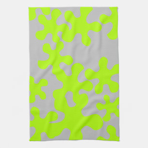 Underbart grått neon grönt slime mönster modern kökshandduk