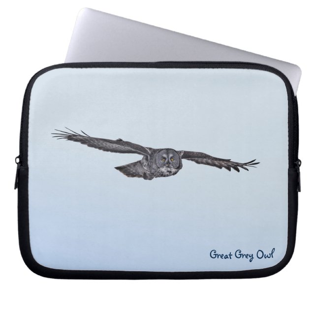 Underbart Grått Uggla Raptor Wildlife-foto Laptop Sleeve (Framsidan)