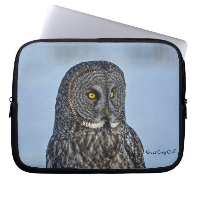 Underbart Grått Uggla Raptor Wildlife-foto Laptop Sleeve (Framsidan)