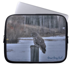 Underbart Grått Uggla Raptor Wildlife-foto Laptop Sleeve