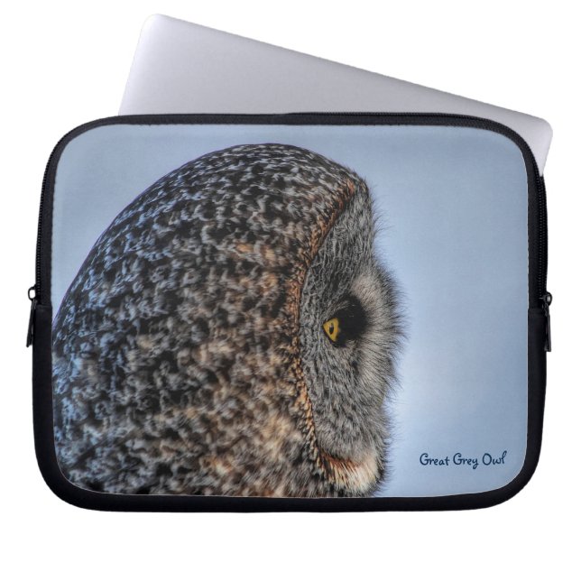 Underbart Grått Uggla Raptor Winter Wildlife Photo Laptop Sleeve (Framsidan)