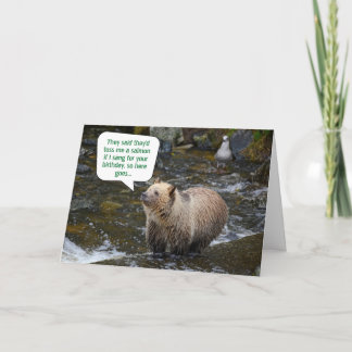Underbart Grizzly Bear utomhus Natature Hiker Birt Kort