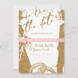 Underbart - Guld Rosa Spara datum 2 Inbjudningar