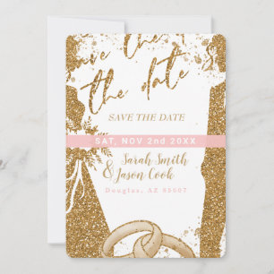 Underbart - Guld Rosa Spara datum 2 Inbjudningar