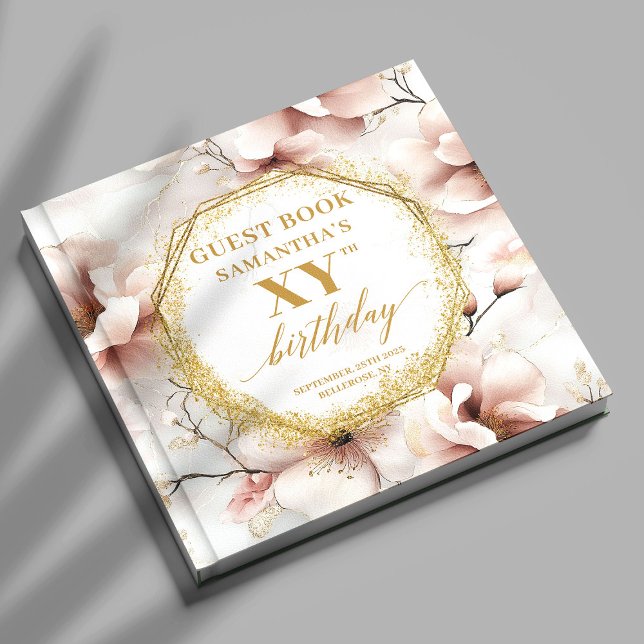 Underbart  Guld Watercolor Birthday Guest Bok (Gorgeous Blush Gold Watercolor Birthday Guest Book

)
