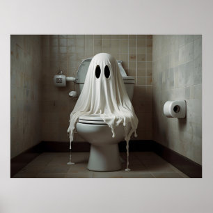 Underbart Halloween-spöke på toaletten Poster
