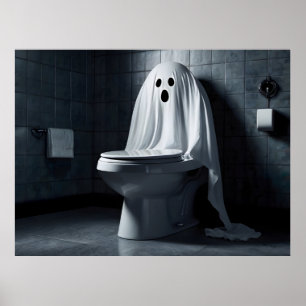Underbart Halloween-spöke på toaletten Poster