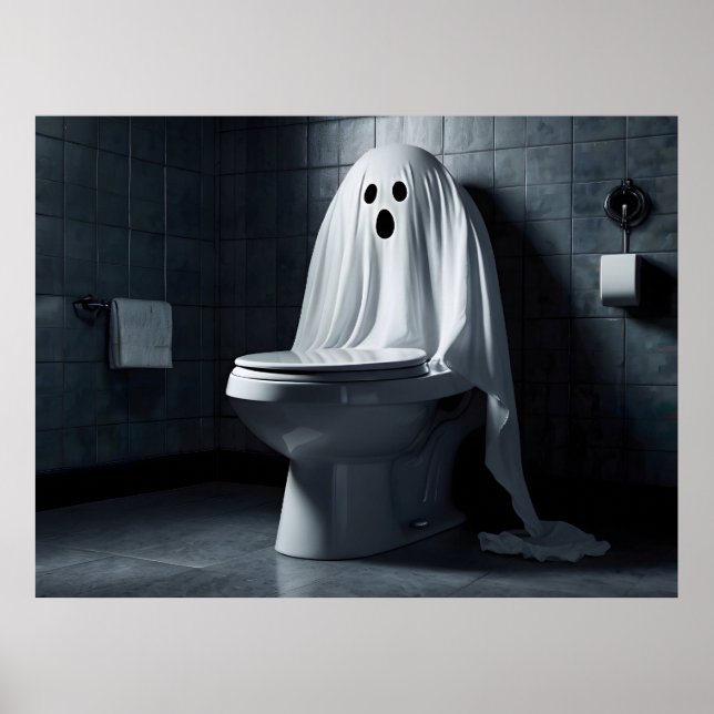 Underbart Halloween-spöke på toaletten Poster (Framsidan)