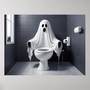 Underbart Halloween-spöke på toaletten Poster