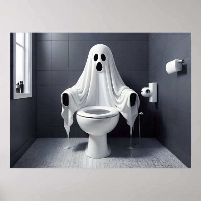 Underbart Halloween-spöke på toaletten Poster (Framsidan)