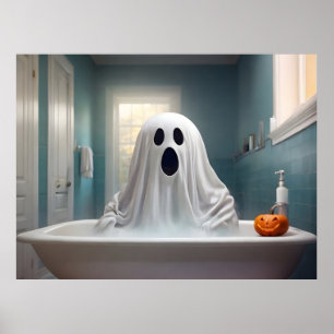 Underbart Halloween-spöke på toaletten Poster