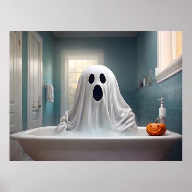 Underbart Halloween-spöke på toaletten Poster (Framsidan)