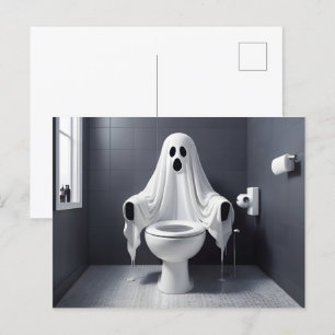 Underbart Halloween-spöke på toaletten Vykort
