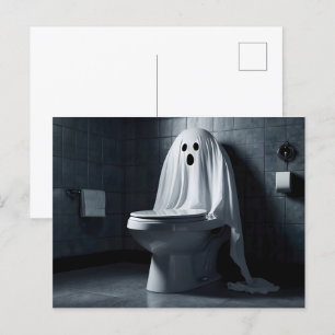 Underbart Halloween-spöke på toaletten Vykort