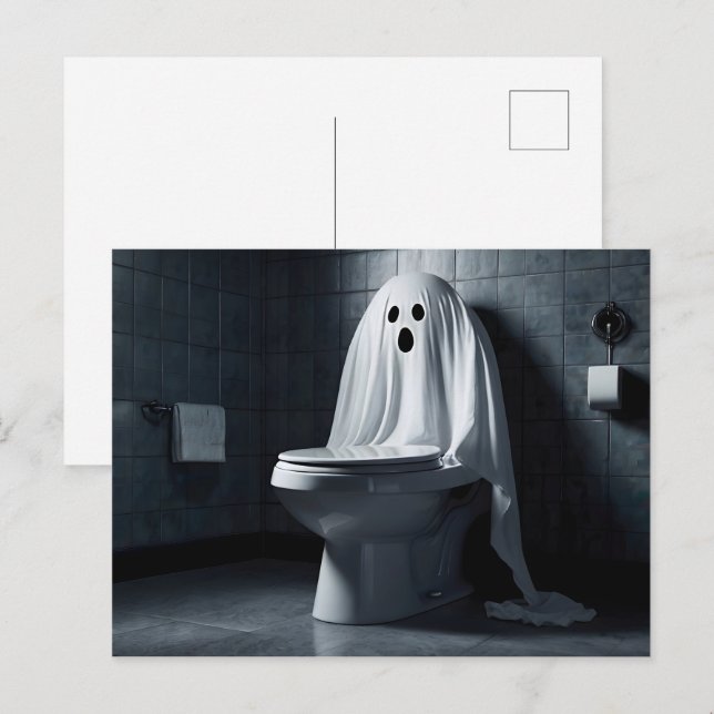Underbart Halloween-spöke på toaletten Vykort (Fram/baksida)